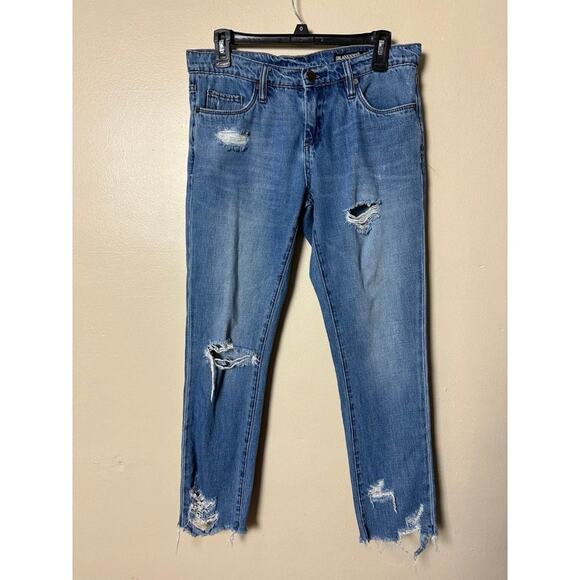 Blank NYC BlankNYC Crop Girlfriend Jeans Distressed Raw Hem Women’s Size 26 - Picture 1 of 6